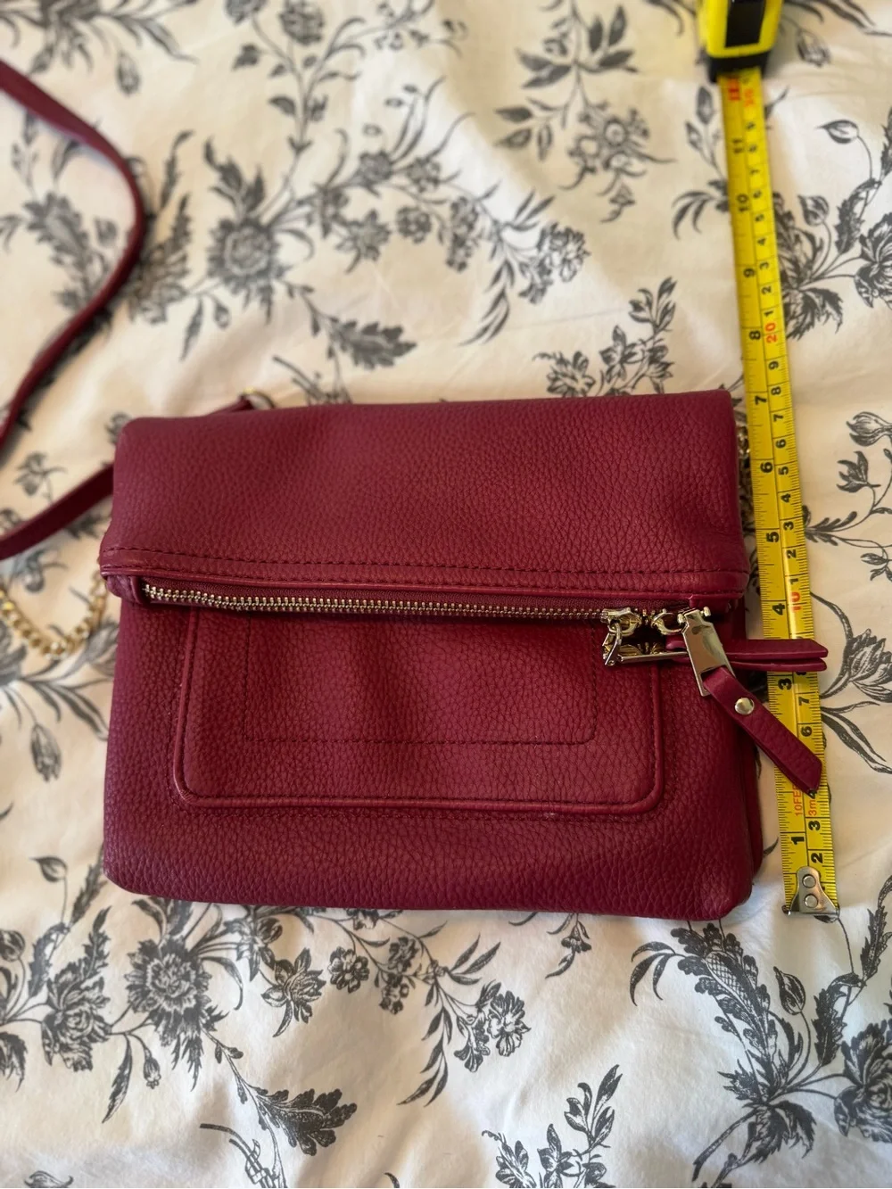 Miztique Wine Red Leather Crossbody with Gold Chain